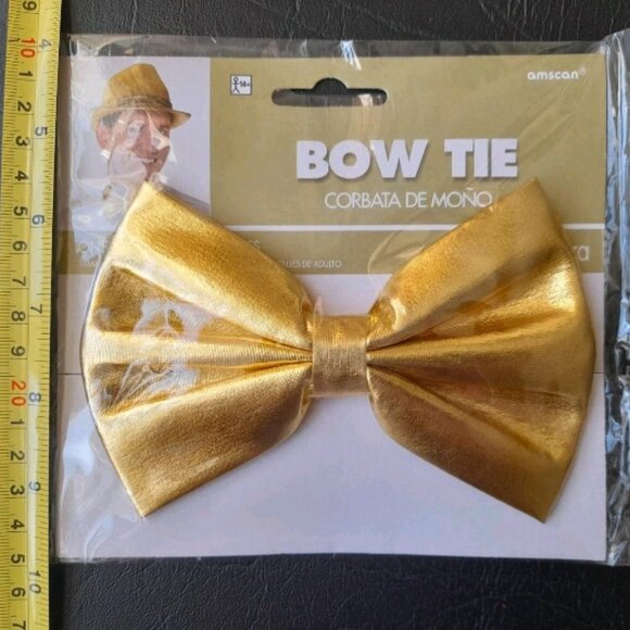 ๐ฉ๐ Lot of 4 Gold Bow Ties โ Shiny Party Costume or Formal Dress Accessory - Picture 2 of 3